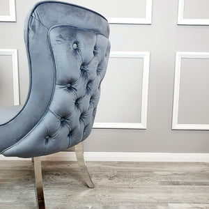 Sandhurst Dining Chair in Dark Grey Velvet
