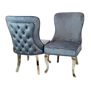 Sandhurst Dining Chair in Dark Grey Velvet