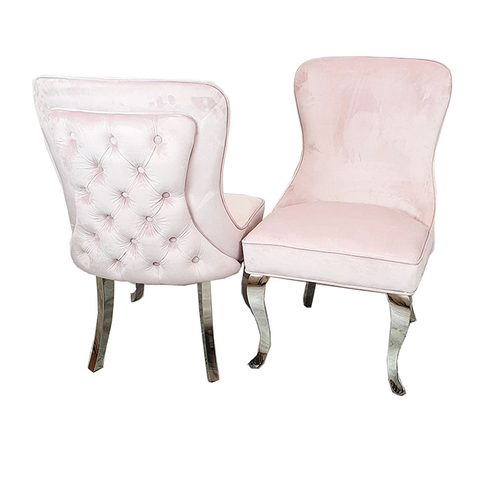 Sandhurst Dining Chair Straight Leg in Pink Velvet